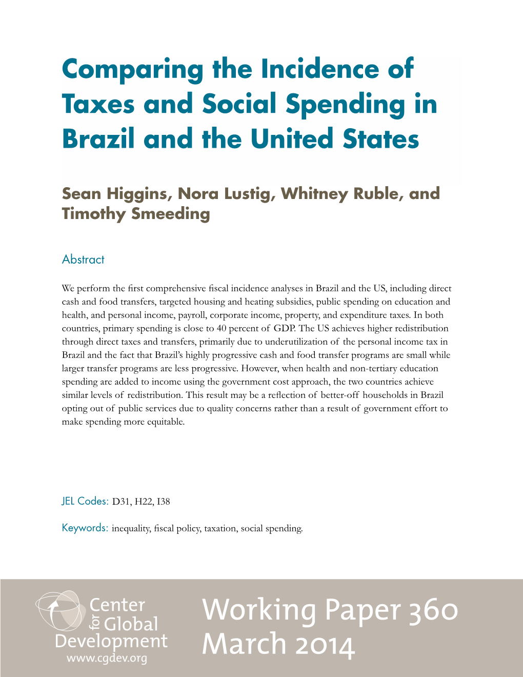 Comparing the Incidence of Taxes and Social Spending in Brazil and the United States