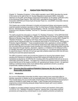 APR1400 Chapter 12, "Radiation Protection," Final Safety Evaluation Report