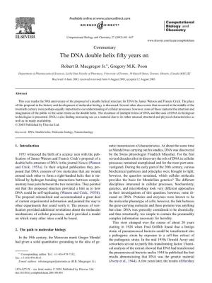 The DNA Double Helix Fifty Years On