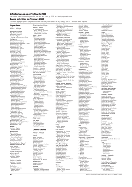 Infected Areas As at 16 March 2000 Zones Infectées Au 16 Mars 2000