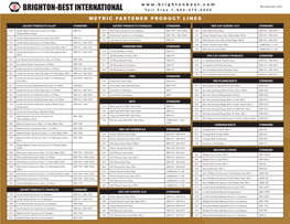 BRIGHTON-BEST INTERNATIONAL Toll Free 1-800-275-0050 METRIC FASTENER PRODUCT LINES