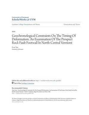 Geochronological Constraints on the Timing of Deformation: an Examination of the Prospect Rock Fault Footwall in North-Central V
