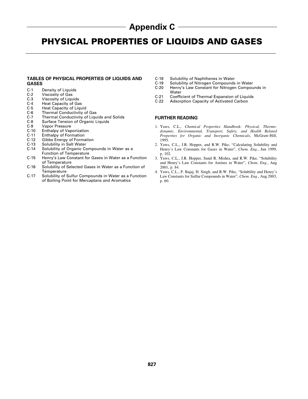 Physical Properties of Liquids and Gases