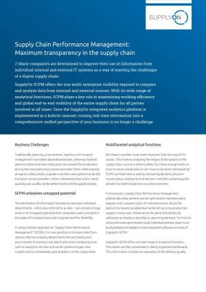Supplyon Supply Chain Performance Management (SCPM)