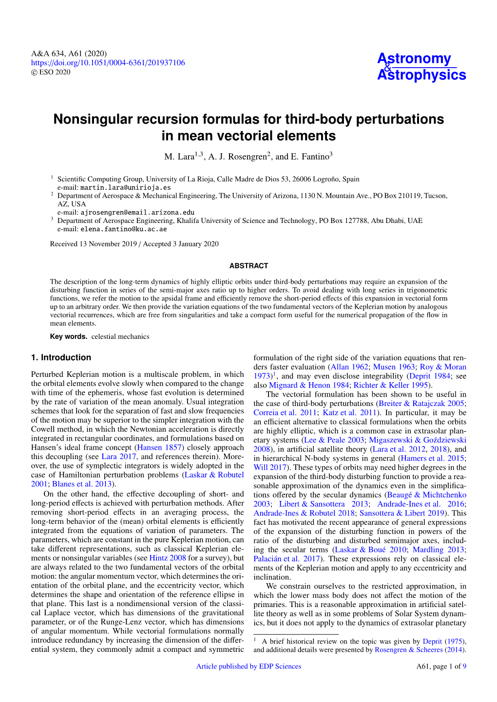 Nonsingular Recursion Formulas for Third-Body Perturbations in Mean Vectorial Elements M