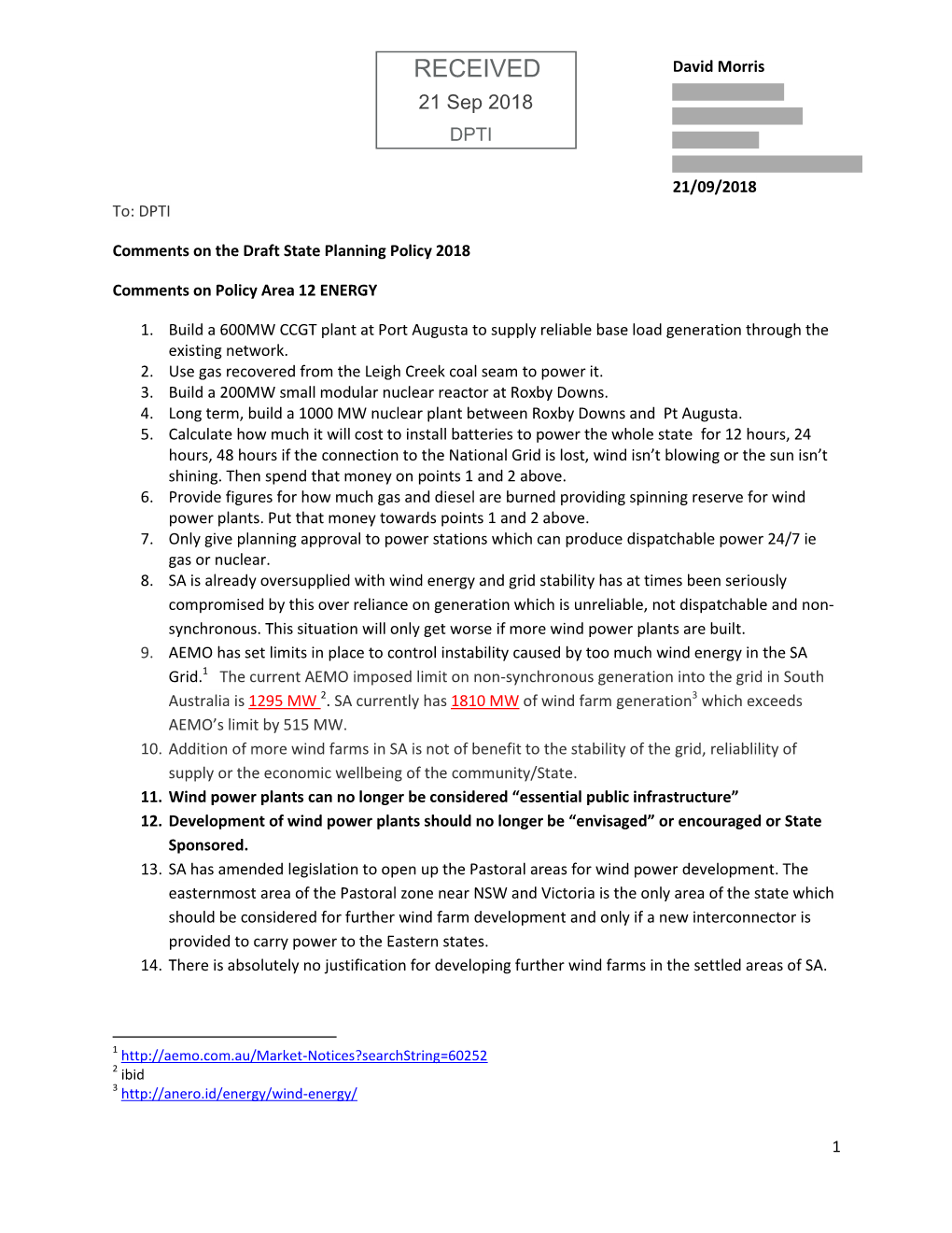 Draft State Planning Policies Submission