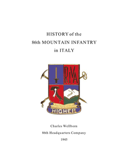 HISTORY of the 86Th MOUNTAIN INFANTRY in ITALY