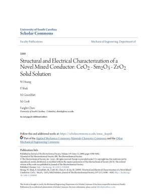 Structural and Electrical Characterization of a Novel Mixed Conductor: Ceo&lt;Sub&gt;2&lt;/Sub&gt;