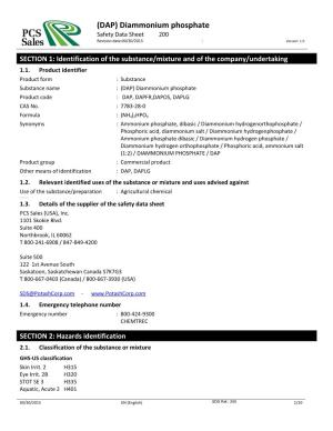 (DAP) Diammonium Phosphate Safety Data Sheet 200 Revision Date:04/30/2015 : Version: 1.0
