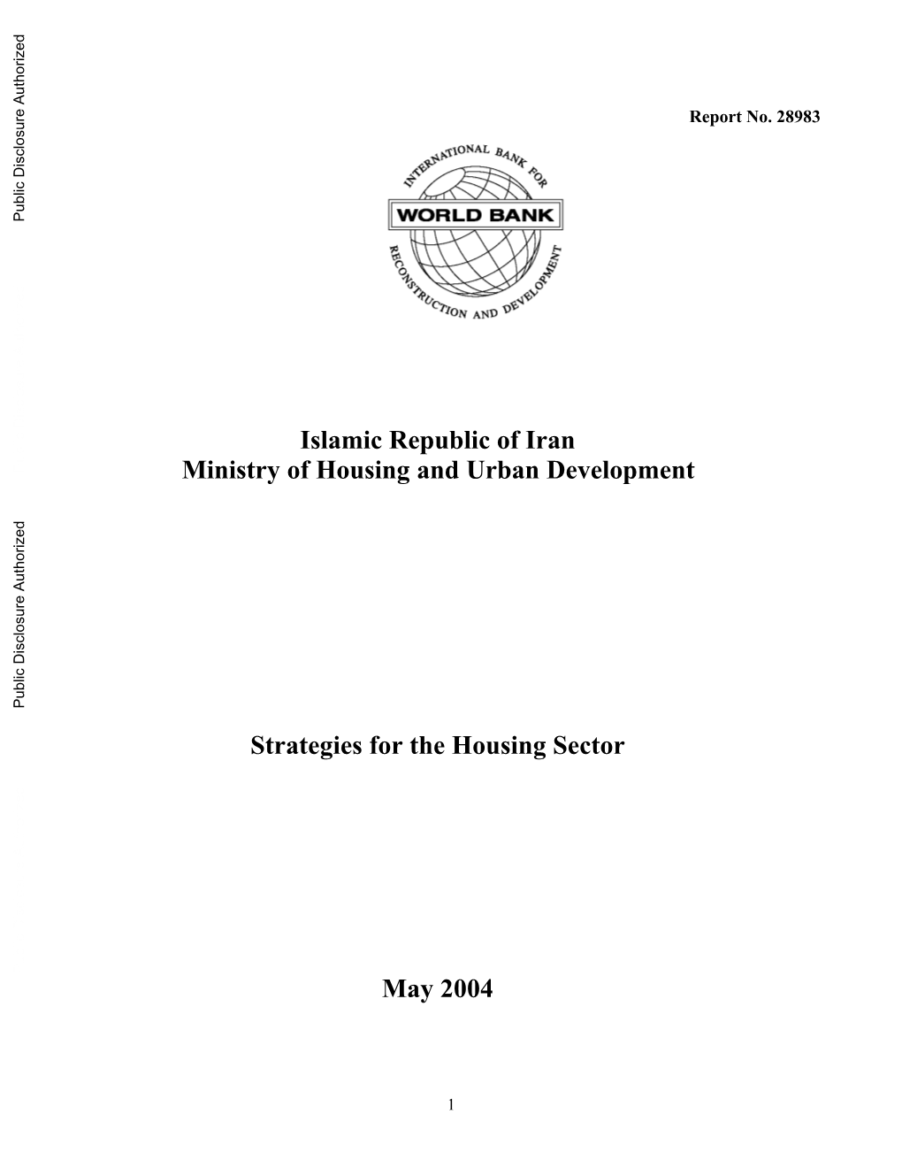 Islamic Republic of Iran Ministry of Housing and Urban Development