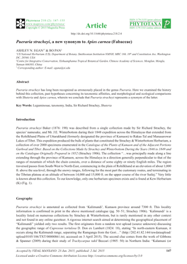 Pueraria Stracheyi, a New Synonym to Apios Carnea (Fabaceae).Pdf