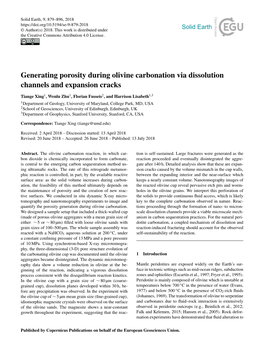 Generating Porosity During Olivine Carbonation Via Dissolution Channels and Expansion Cracks