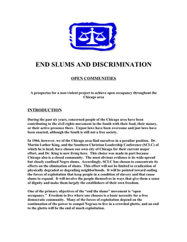 End Slums and Discrimination
