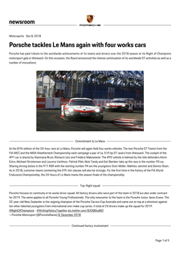 Porsche Tackles Le Mans Again with Four Works Cars