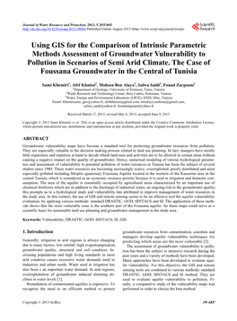 Using GIS for the Comparison of Intrinsic Parametric Methods Assessment of Groundwater Vulnerability to Pollution in Scenarios of Semi Arid Climate