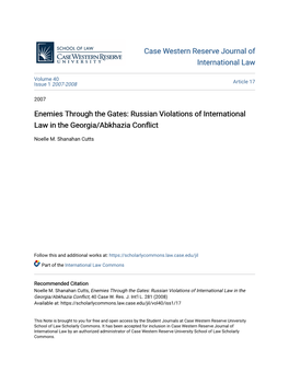 Russian Violations of International Law in the Georgia/Abkhazia Conflict