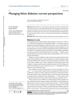 Managing Feline Diabetes: Current Perspectives
