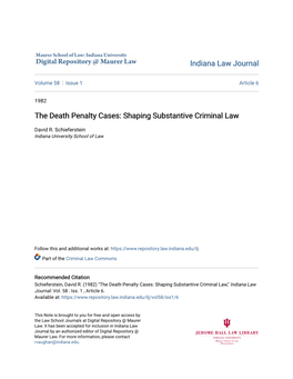 The Death Penalty Cases: Shaping Substantive Criminal Law