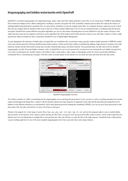 Steganogaphy and Hidden Watermarks with Openpuff