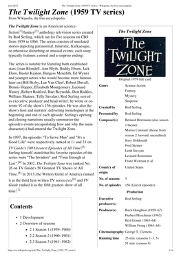 The Twilight Zone (1959 TV Series) - Wikipedia, the Free Encyclopedia the Twilight Zone (1959 TV Series) from Wikipedia, the Free Encyclopedia