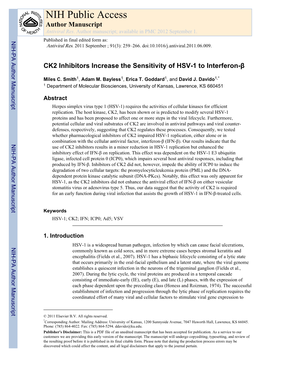 NIH Public Access Author Manuscript Antiviral Res