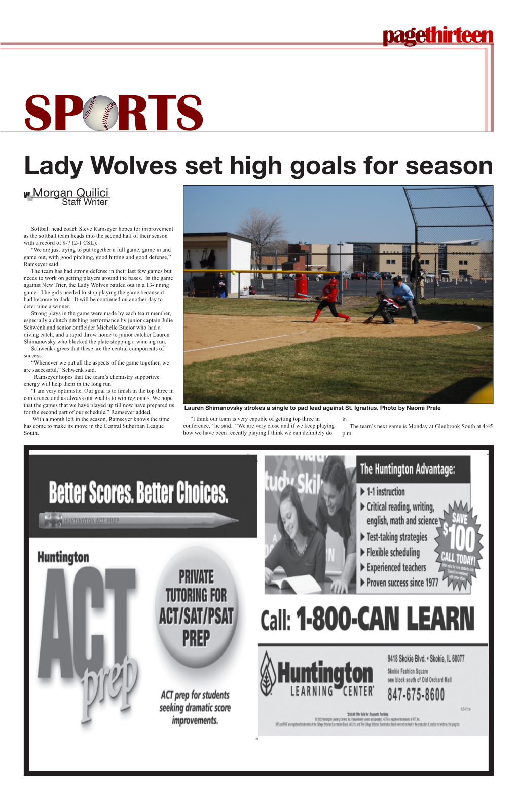 Lady Wolves Set High Goals for Season W Morgan Quilici W Staff Writer