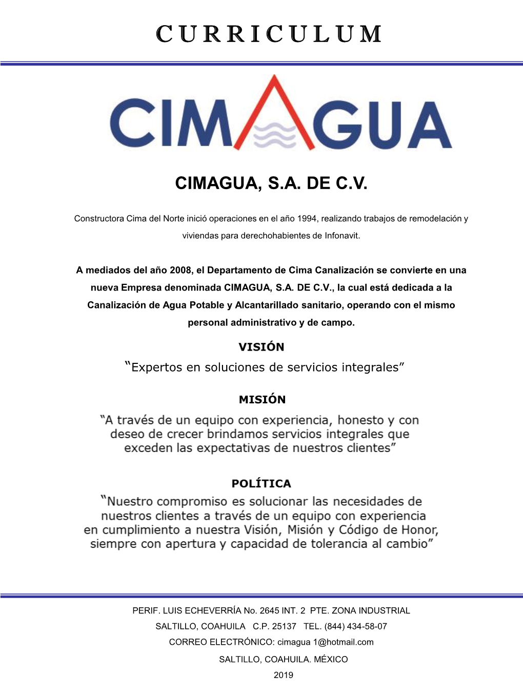 Cimagua, Sa De Cv