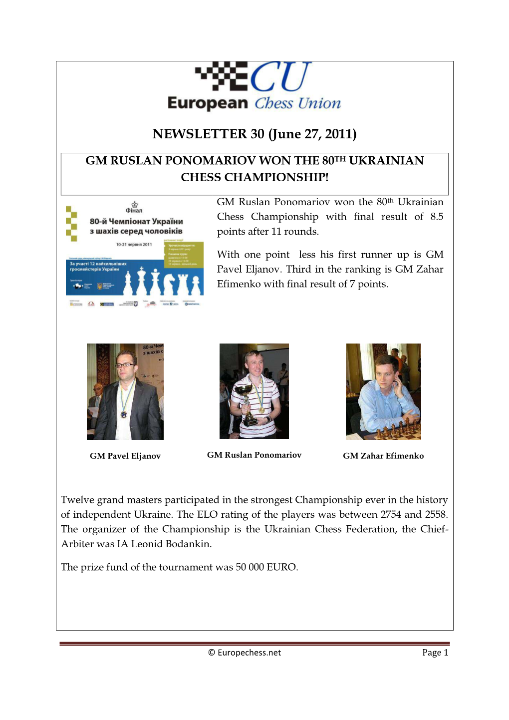 NEWSLETTER 30 (June 27, 2011)