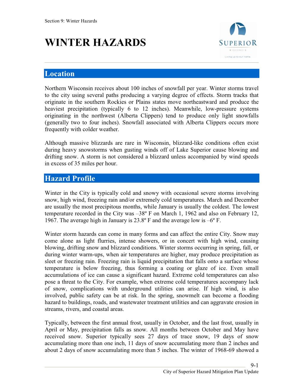 Section 9: Winter Storm Hazards