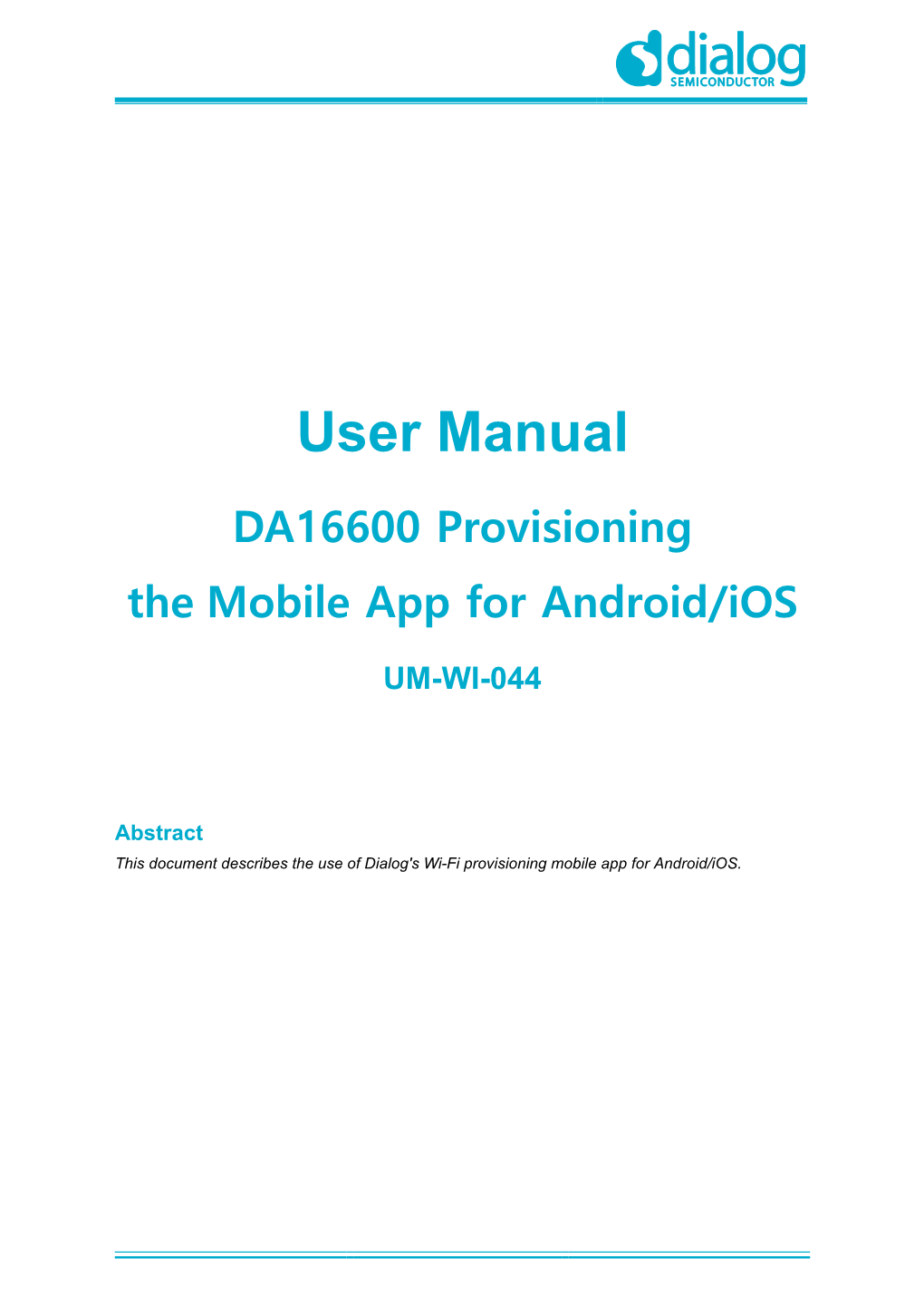 DA16600 Provisioning the Mobile App for Android/Ios