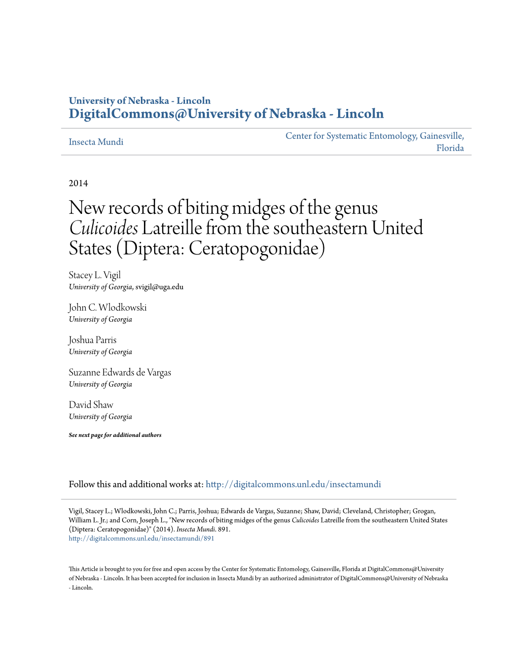 New Records of Biting Midges of the Genus <I>Culicoides</I> Latreille