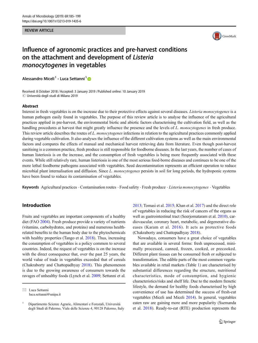 Listeria Monocytogenes in Vegetables