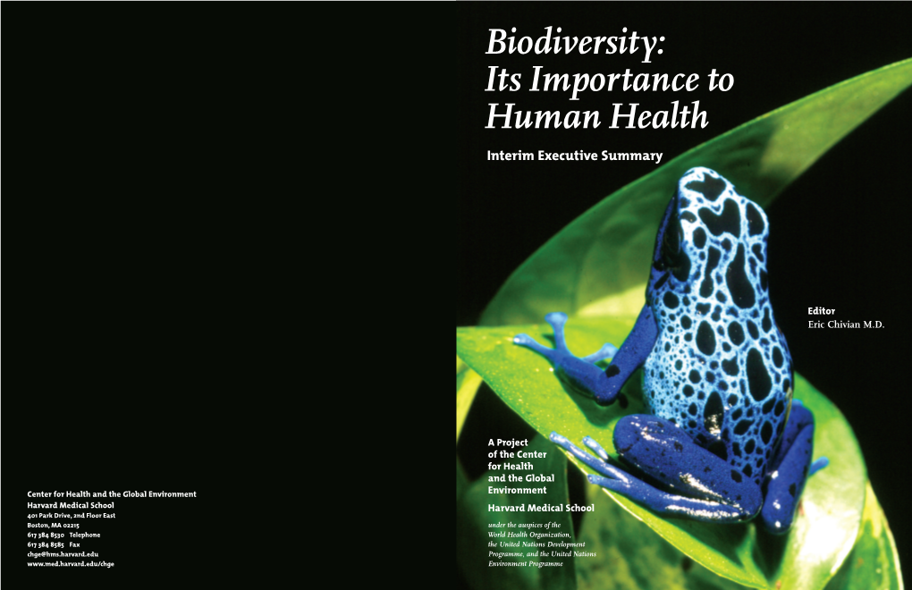 Biodiversity: Its Importance to Human Health
