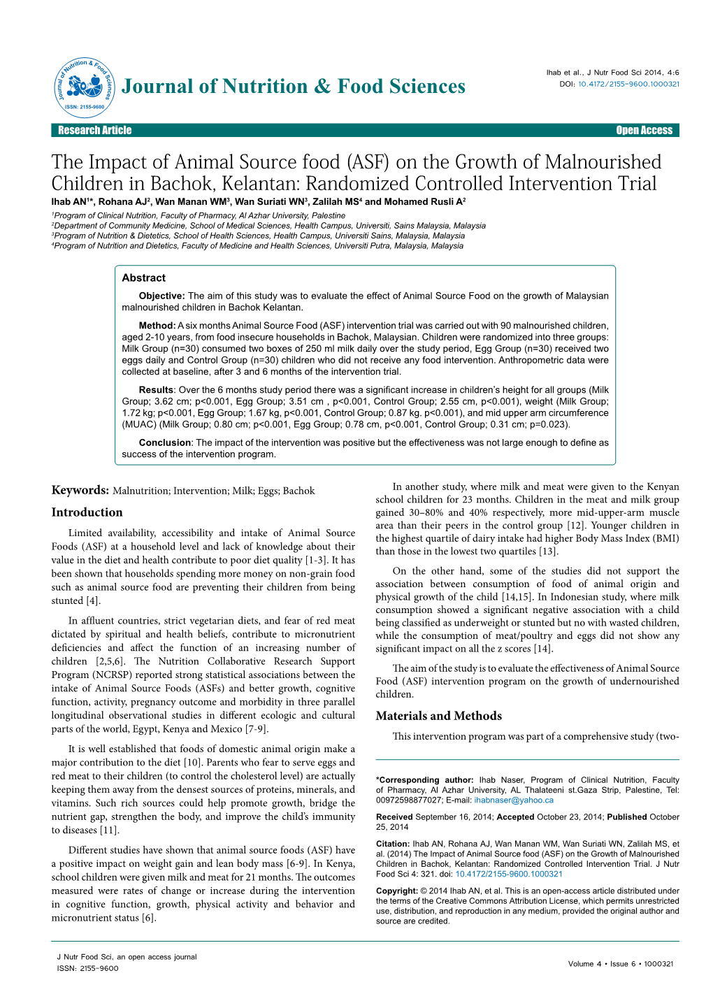 The Impact of Animal Source Food (ASF)