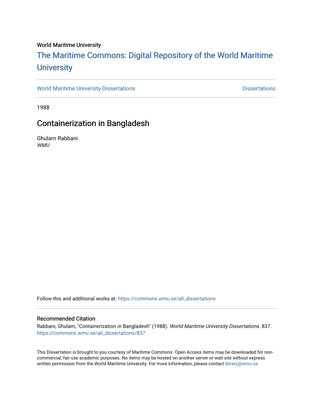 Containerization in Bangladesh