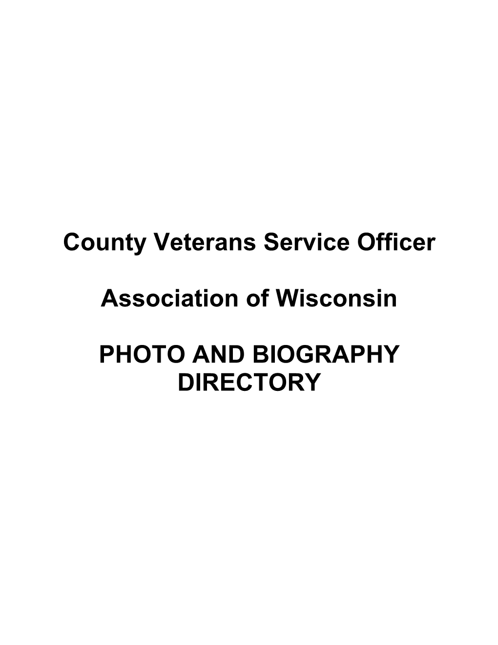 County Veterans Service Officer Association of Wisconsin PHOTO