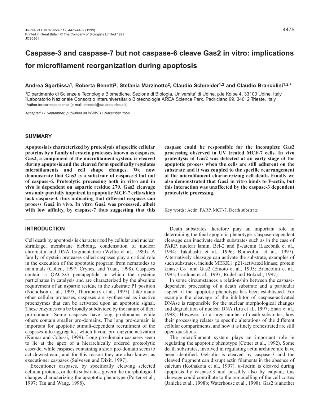 Caspase-3 Dependent Processing of Gas2 4477 Mm Cacl2 0.2 Mm ATP, 0.2 Mm DTT) and Incubation for 30 Minutes at 37°C (Pardee and Spudich, 1982)