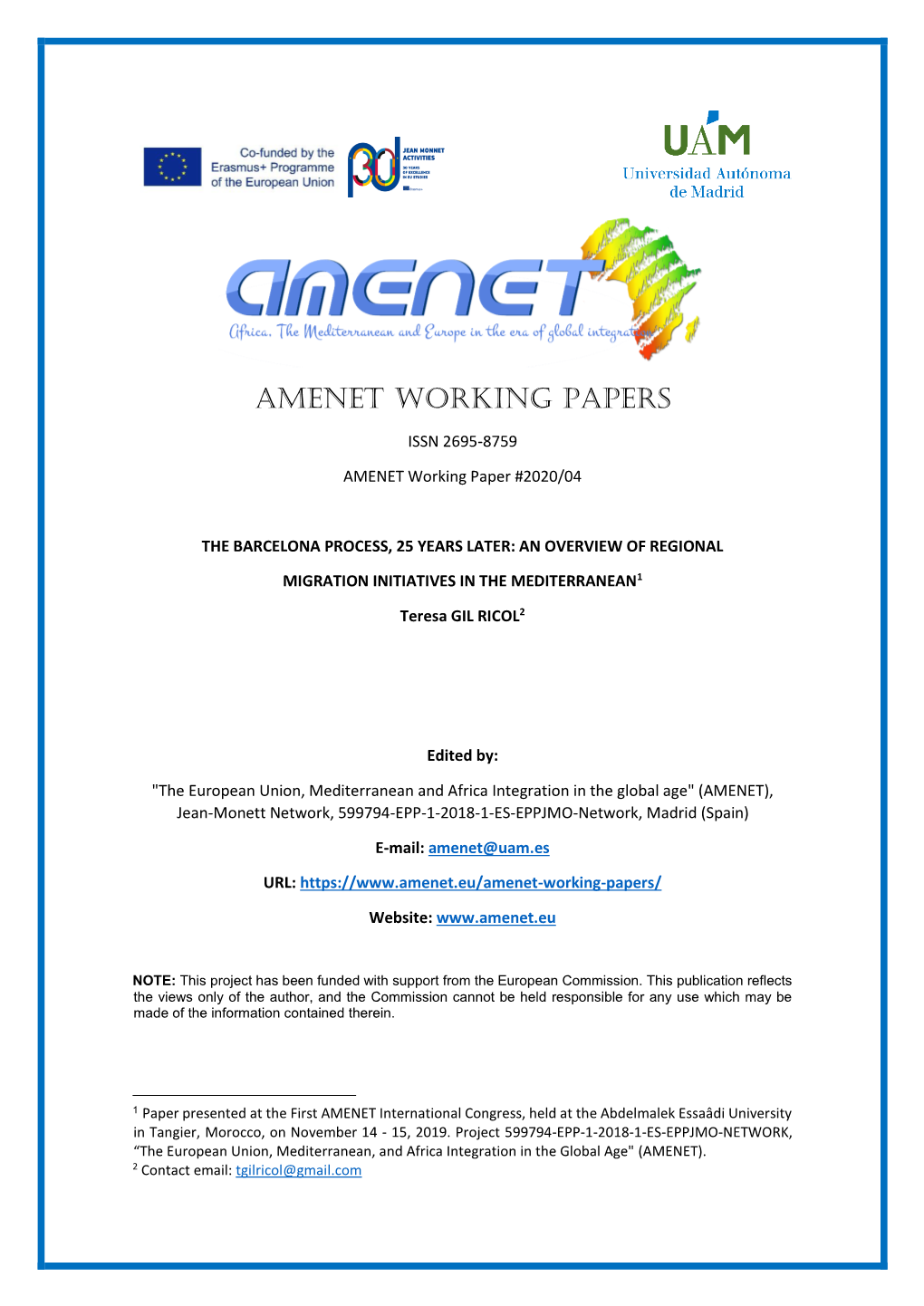 AMENET Working Papers