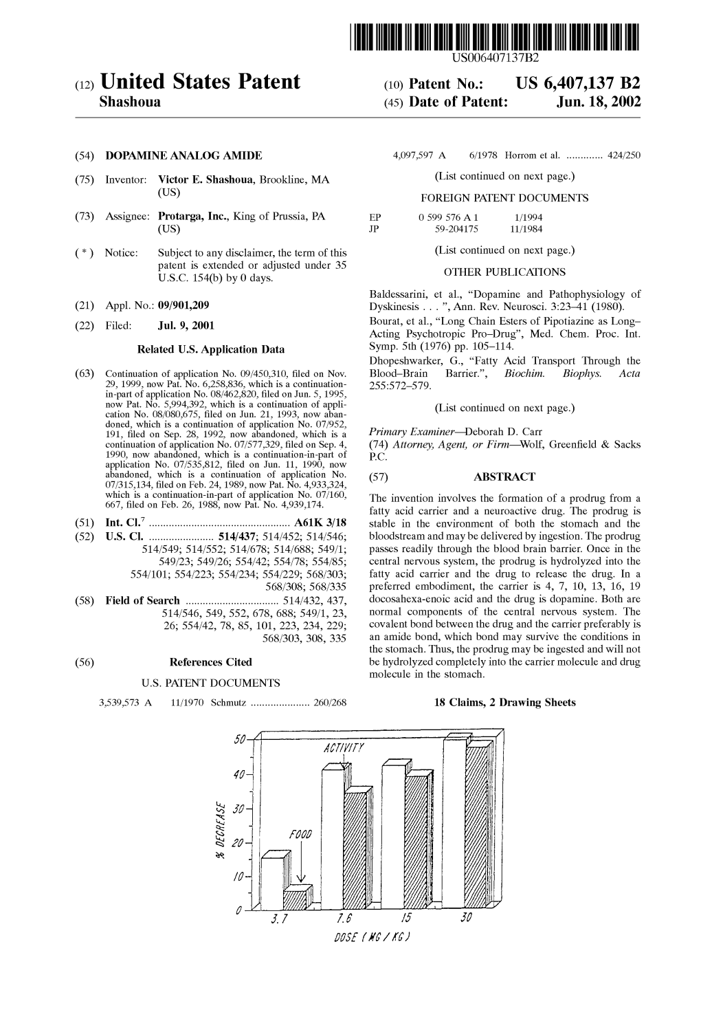 (12) United States Patent (10) Patent No.: US 6,407,137 B2 Shashoua (45) Date of Patent: Jun