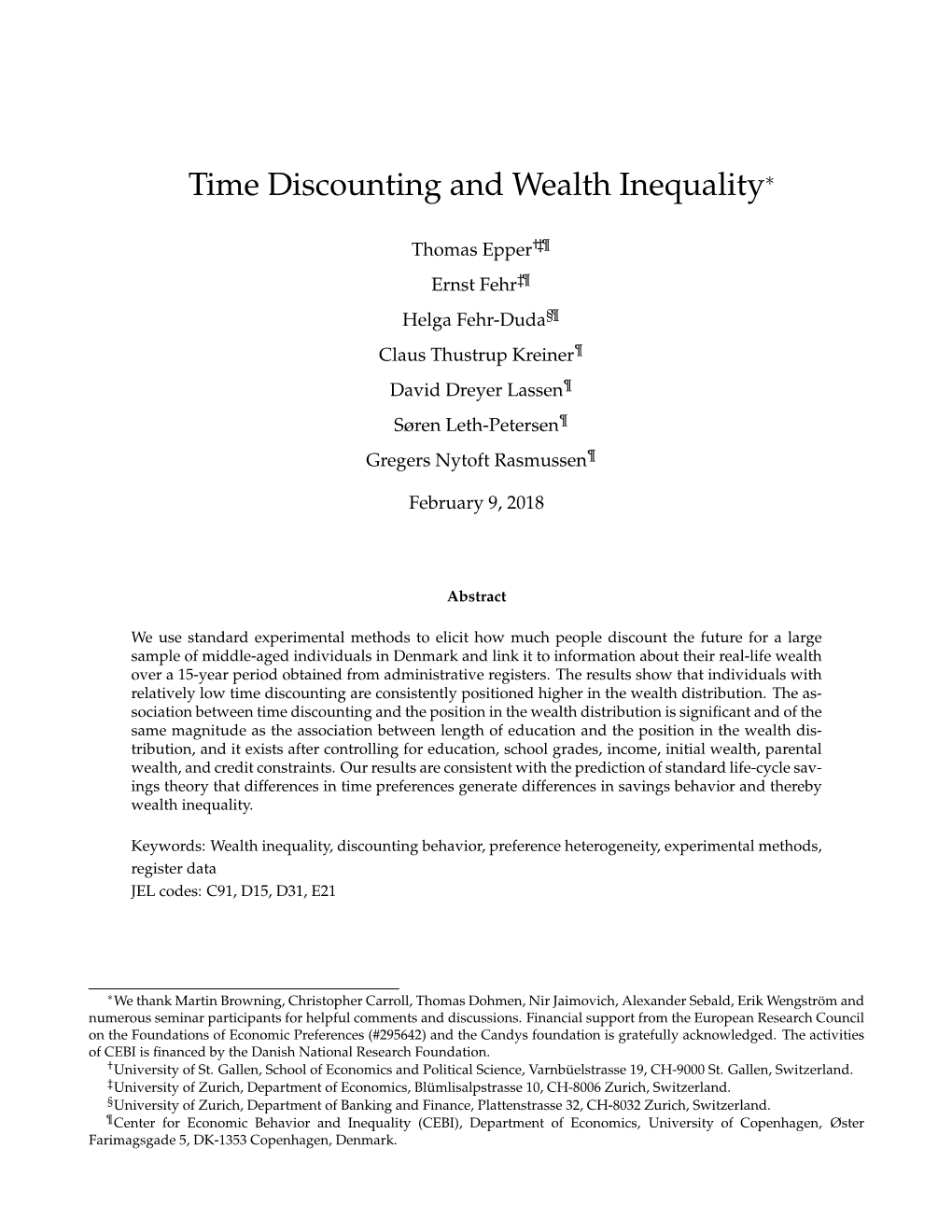 Time Discounting and Wealth Inequality∗