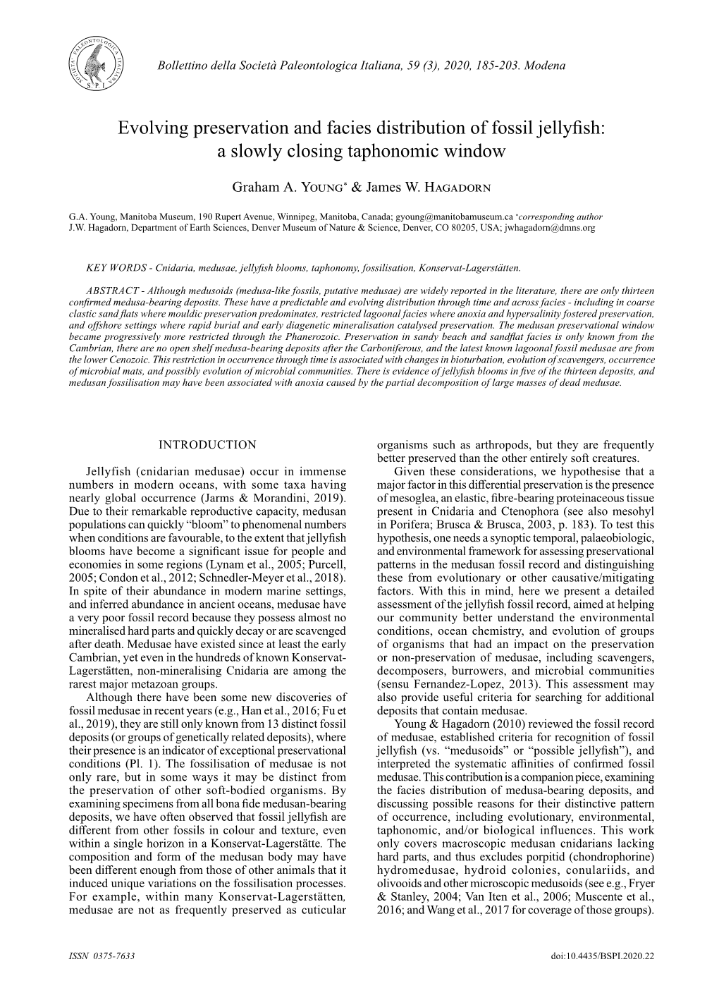 Evolving Preservation and Facies Distribution of Fossil Jellyfish: a Slowly Closing Taphonomic Window