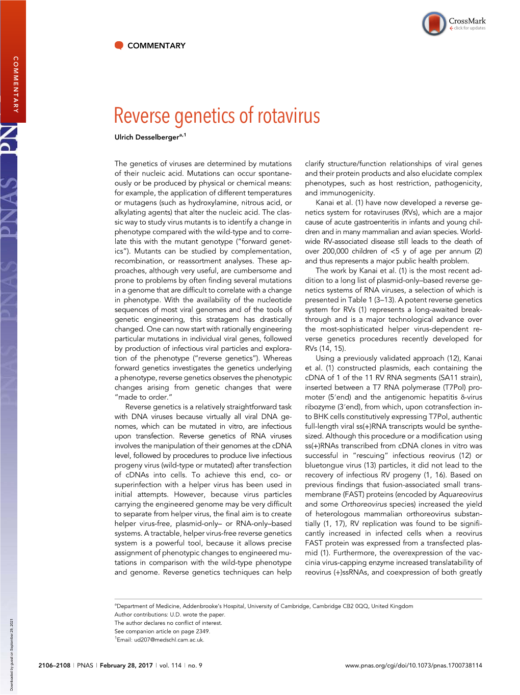 Reverse Genetics of Rotavirus Ulrich Desselbergera,1
