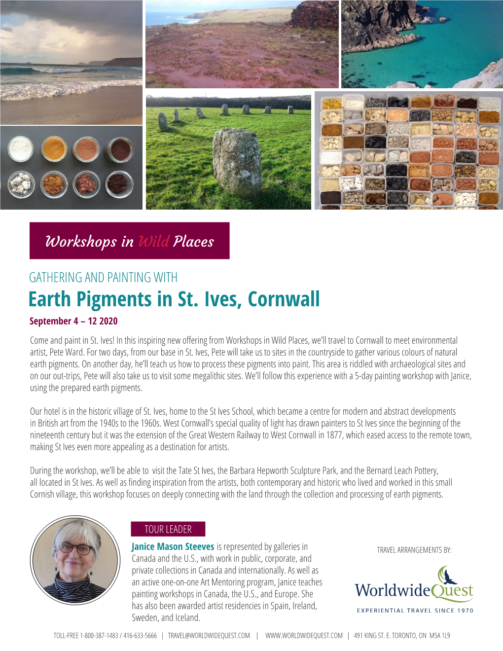 Earth Pigments in St. Ives, Cornwall September 4 – 12 2020 Come and Paint in St