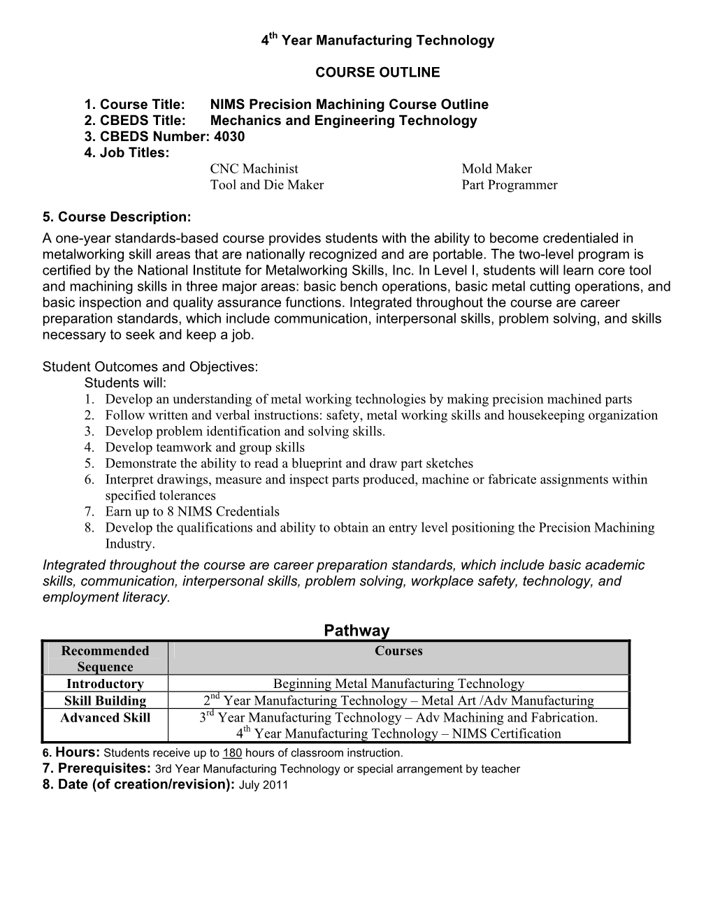 Course Outline Development Template