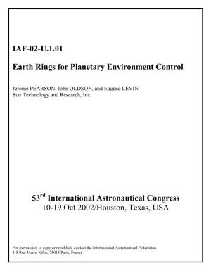 Earth Rings for Planetary Environment Control