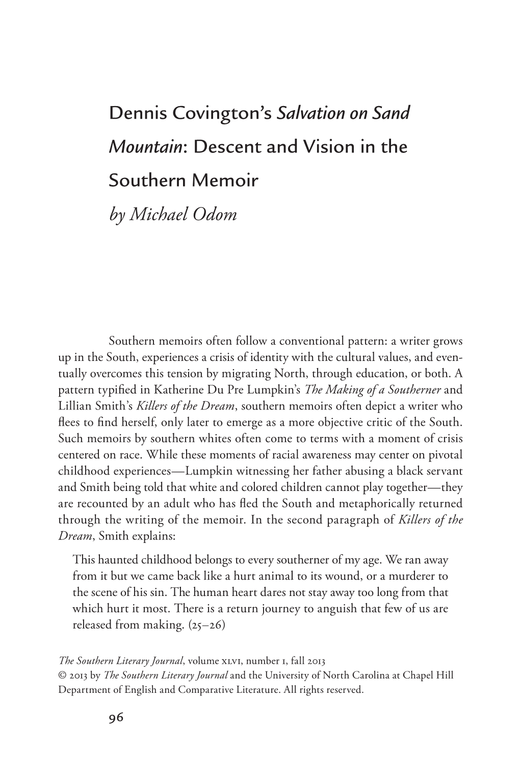 Dennis Covington's Salvation on Sand Mountain