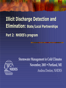 Illicit Discharge Detection and Elimination: State/Local Partnerships