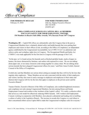 OSHA Compliance Surges on Capitol Hill