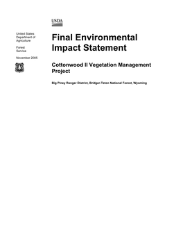 Final Environmental Impact Statement Sublette County, Wyoming