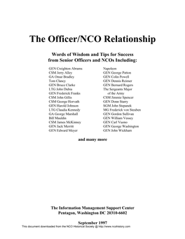 The Officer/NCO Relationship